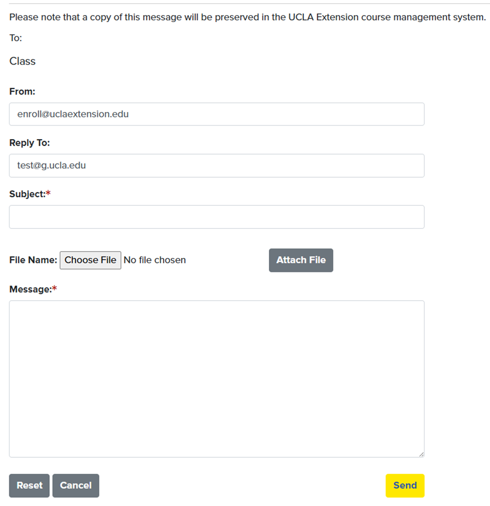 Image of Compose message in the Instructor Portal